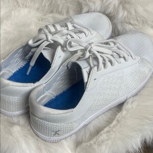 White Lace-Up Sneakers with Blue Insole